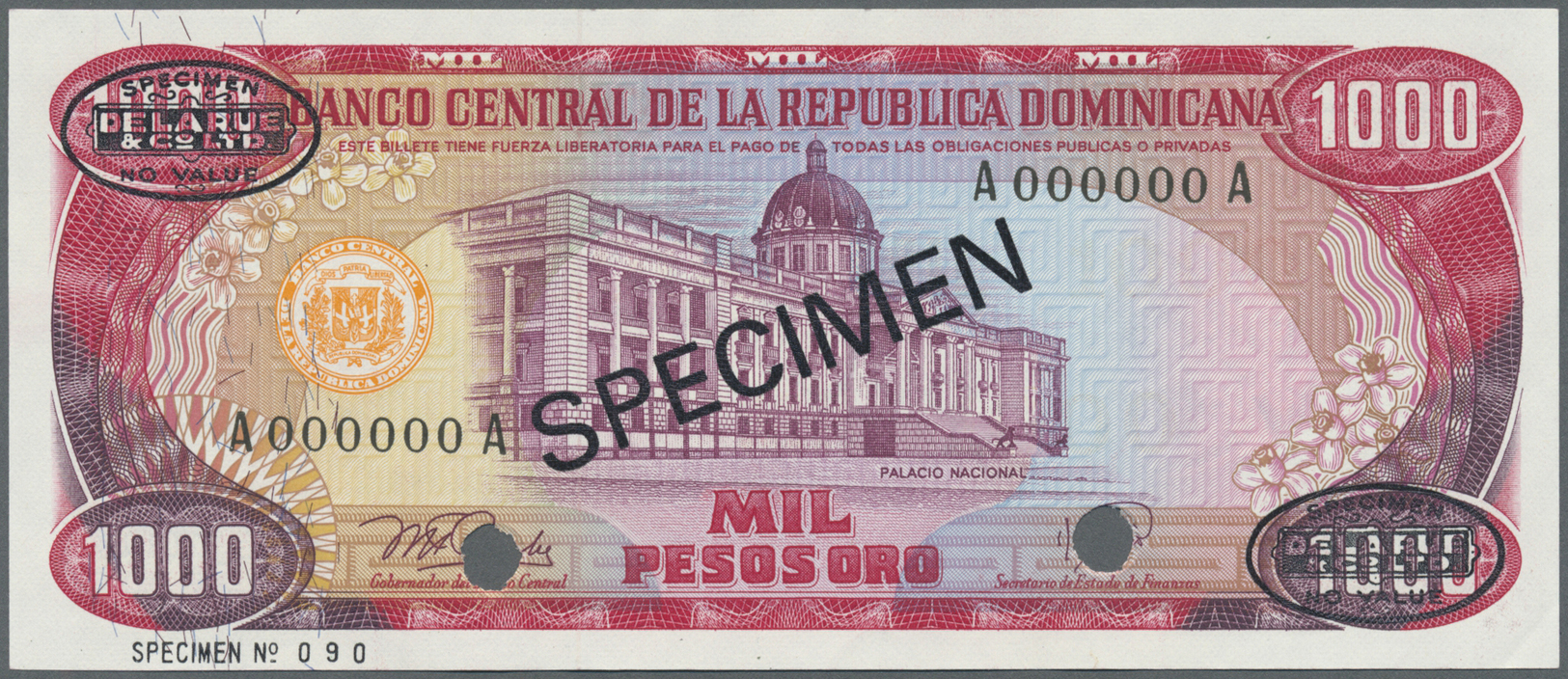 00663 Dominican Republic / Dominikanische Republik: 1000 Pesos 1978 Specimen P. 124as In Condition: AUNC. - Dominicana