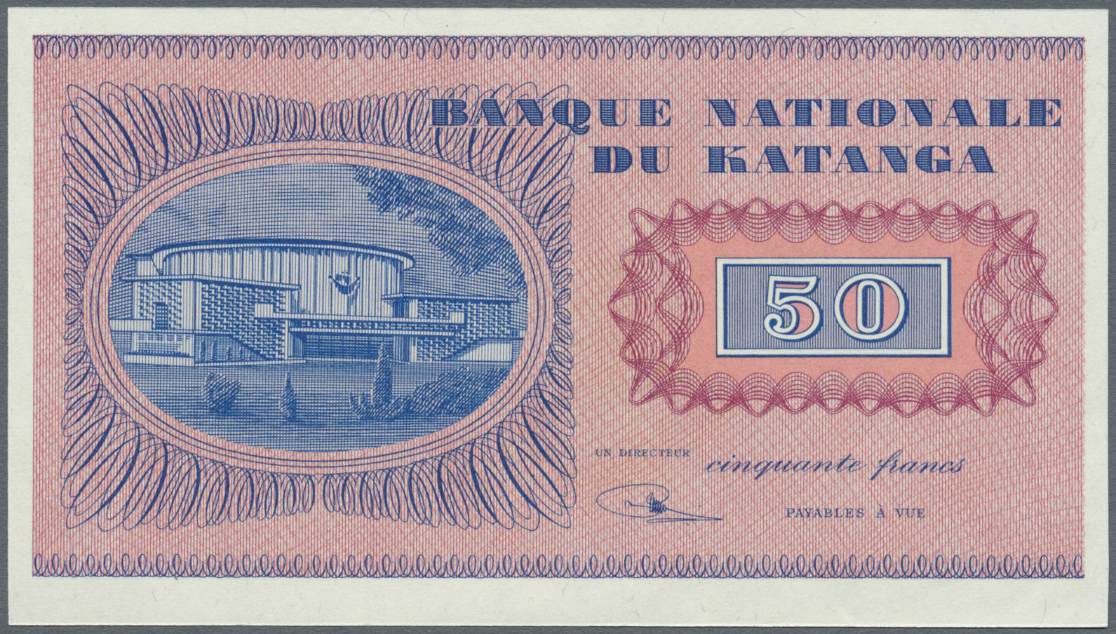 01331 Katanga: 50 Francs 1950 P. 7 With Date Printed And Serial Prefix "BY" In Condition: UNC. - Other - Africa