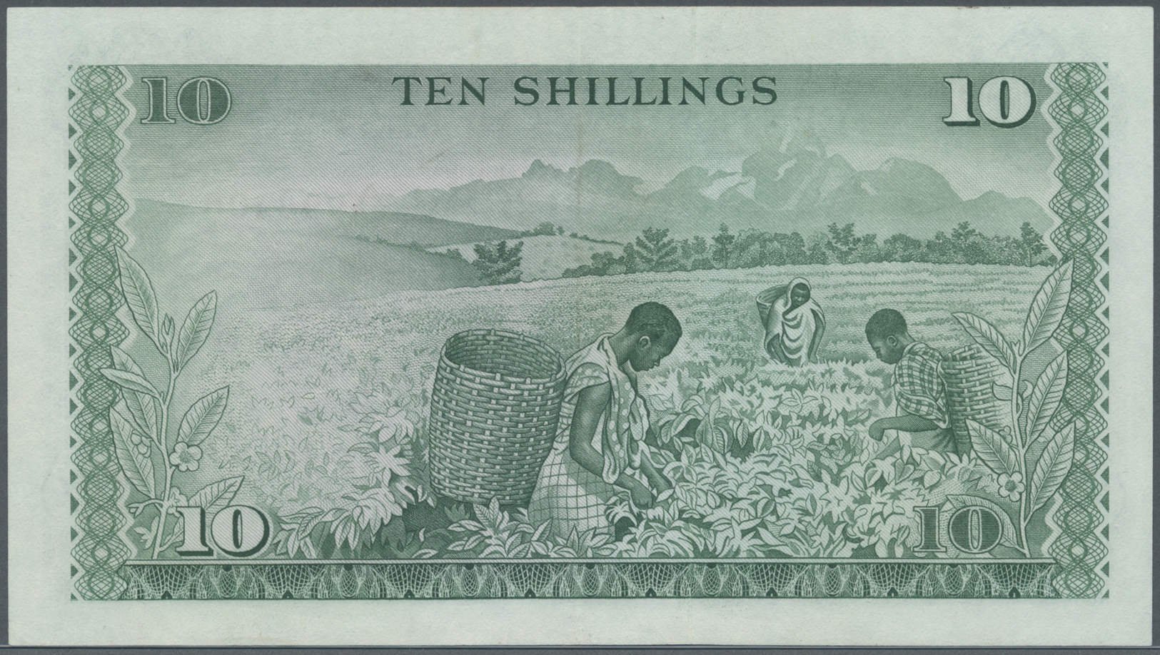 01344 Kenya / Kenia: 10 Shillings 1972 P. 7c, Light Center Fold, Probably Pressed, Condition: XF. - Kenya