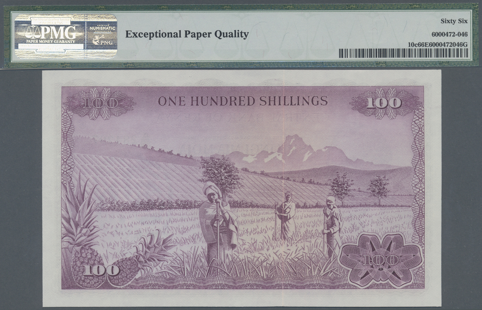 01348 Kenya / Kenia: 100 Shillings July 1st 1972, P.10c In Perfect Uncirculated Condition, PMG Graded 66 Gem Uncirculate - Kenya