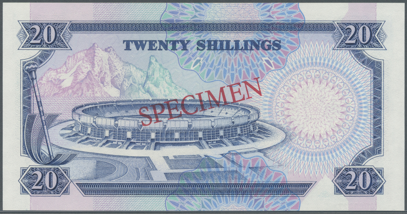 01350 Kenya / Kenia: 20 Shillings 1992 Specimen P. 25s In Condition: UNC. - Kenya
