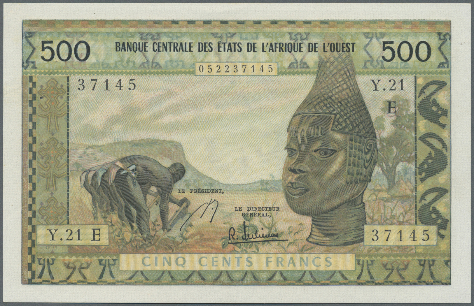 01689 Mauritania / Mauretanien:  Banque Centrale Des États De L'Afrique De L'Ouest Letter "E" = Mauritania 500 Francs ND - Mauritania