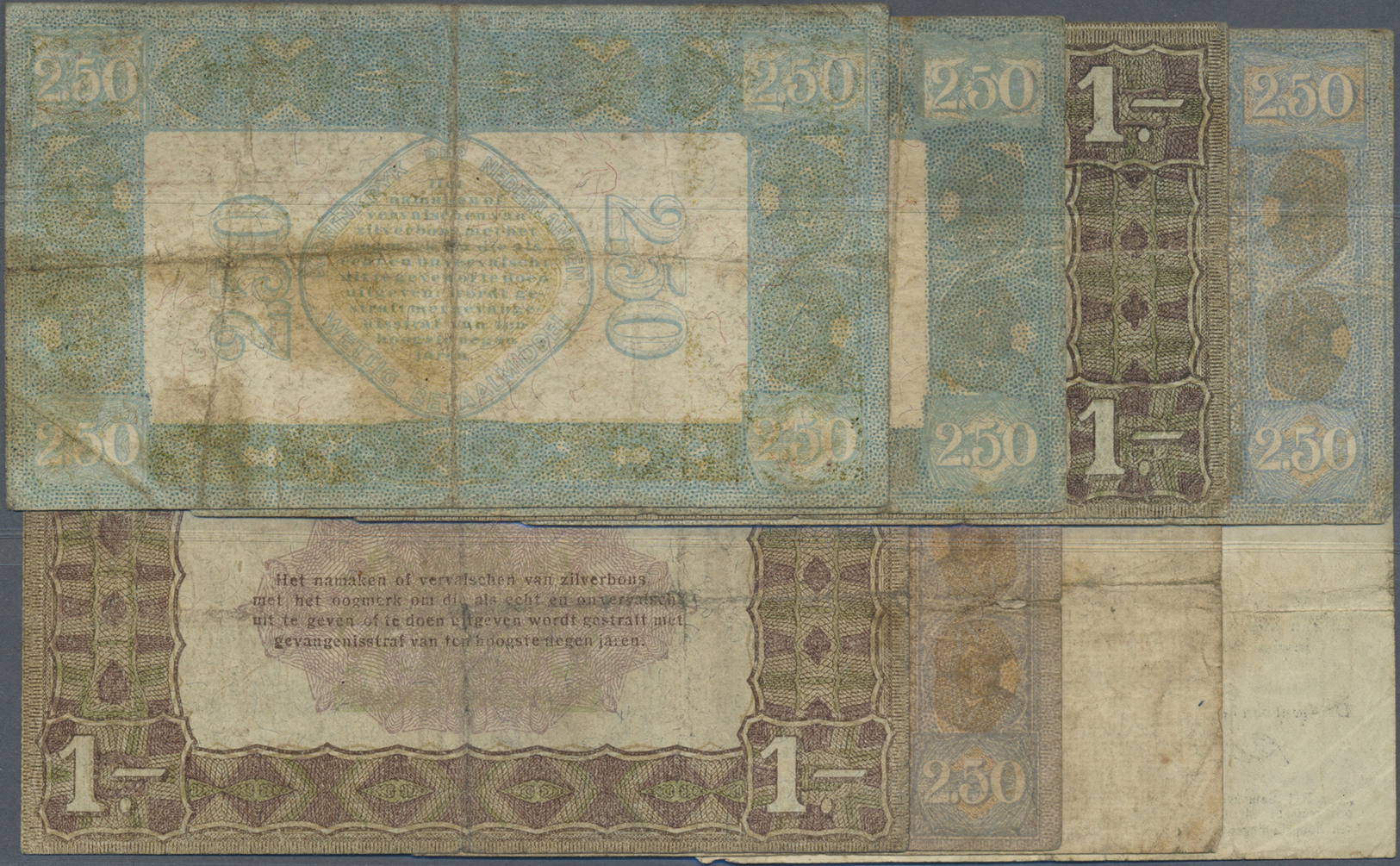 01806 Netherlands / Niederlande: Set With 8 Banknotes Of The Zilverbon Issues Containing 1 Gulden 1914 P.4 (F), 1 Gulden - Other & Unclassified