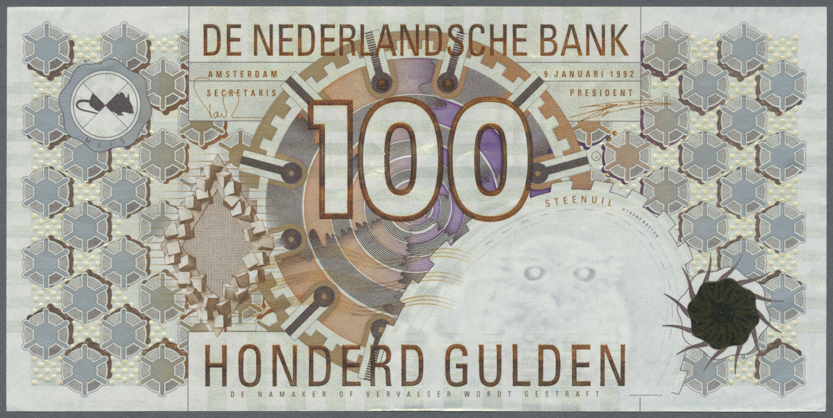 01824 Netherlands / Niederlande: Netherlands: 100 Gulden 1992, P.101 With A Very Soft Vertical Fold And A Few Minor Crea - Other & Unclassified