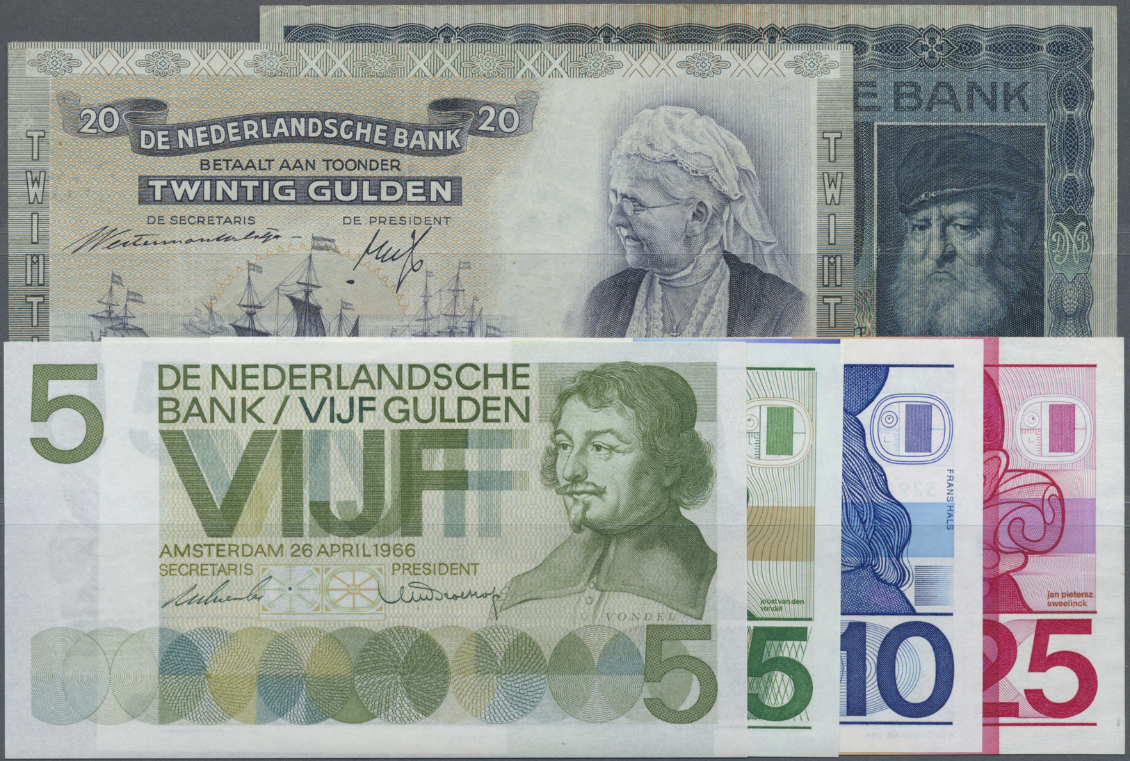 01825 Netherlands / Niederlande: Set Of 14 Notes Containing 10 Gulden 1935 (F+), 20 Gulden 1941 (VF), 2x 5 Gulden 1966 ( - Other & Unclassified