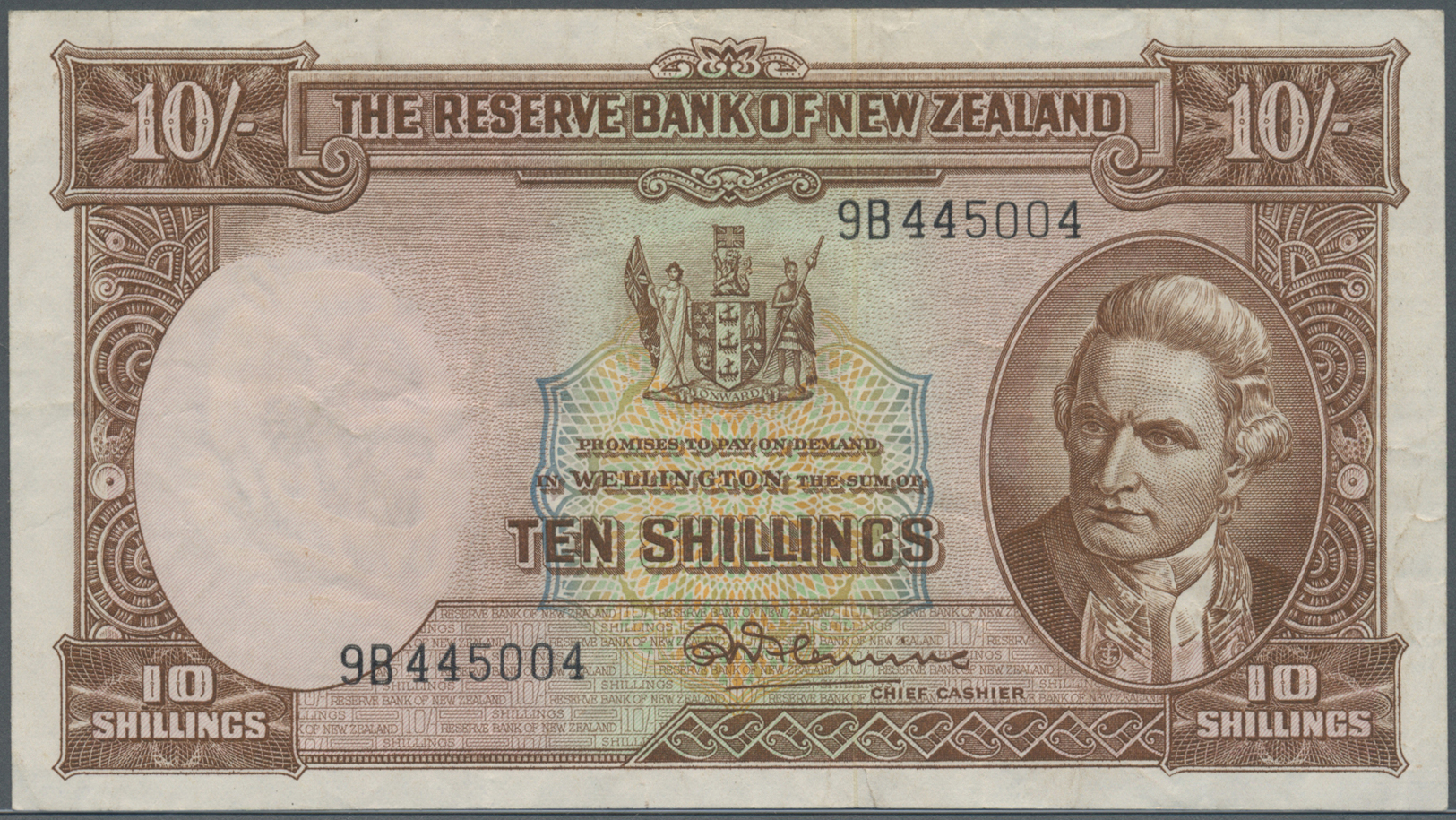 01835 New Zealand / Neuseeland: 10 Shillings ND P. 158d, Vertical Folds And Creases In Paper, No Holes Or Tears, Paper S - New Zealand