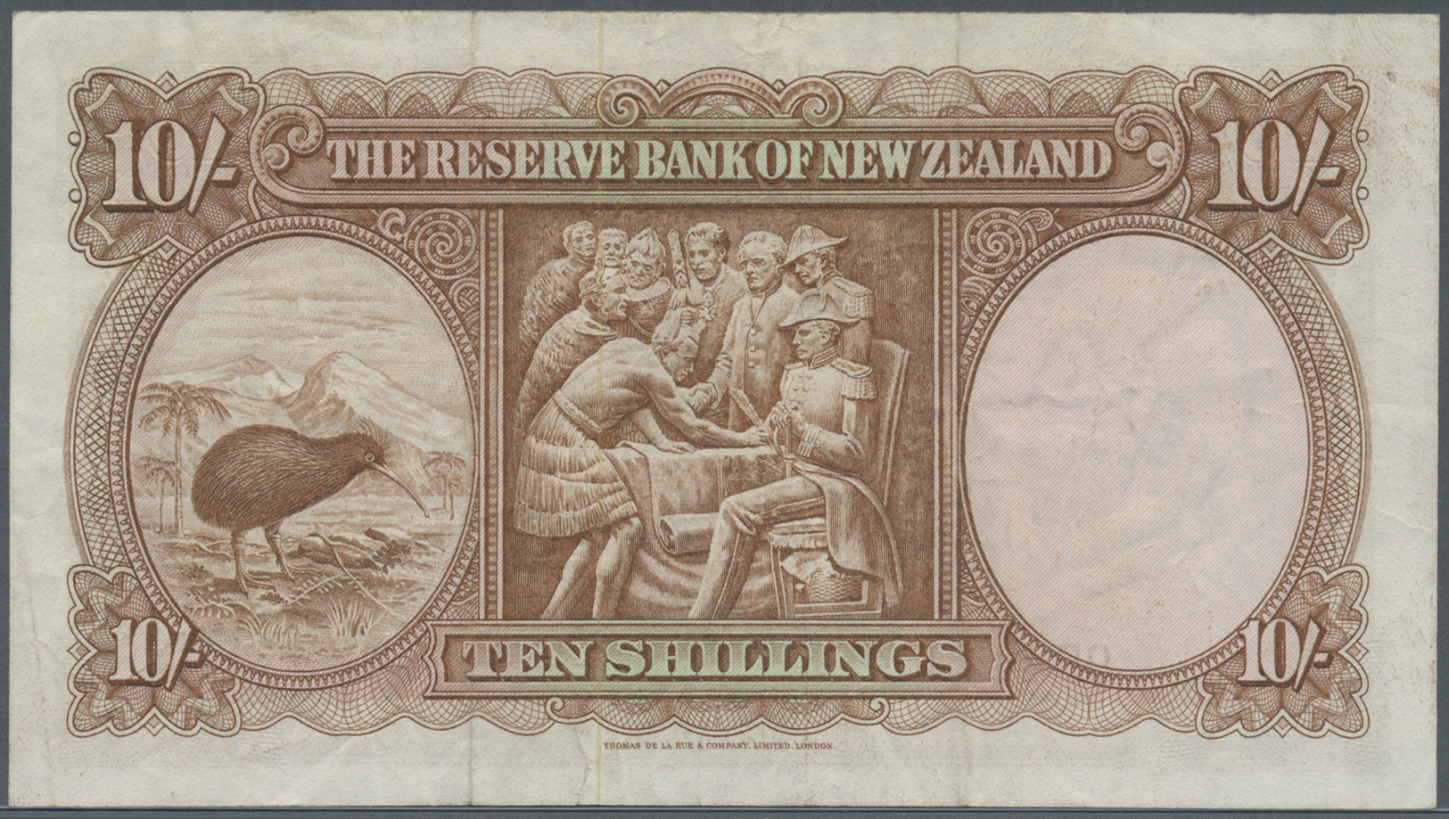 01835 New Zealand / Neuseeland: 10 Shillings ND P. 158d, Vertical Folds And Creases In Paper, No Holes Or Tears, Paper S - New Zealand