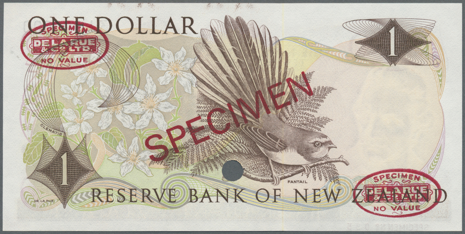 01838 New Zealand / Neuseeland: 1 Dollars ND Specimen P. 163bs In Condition: UNC. - New Zealand