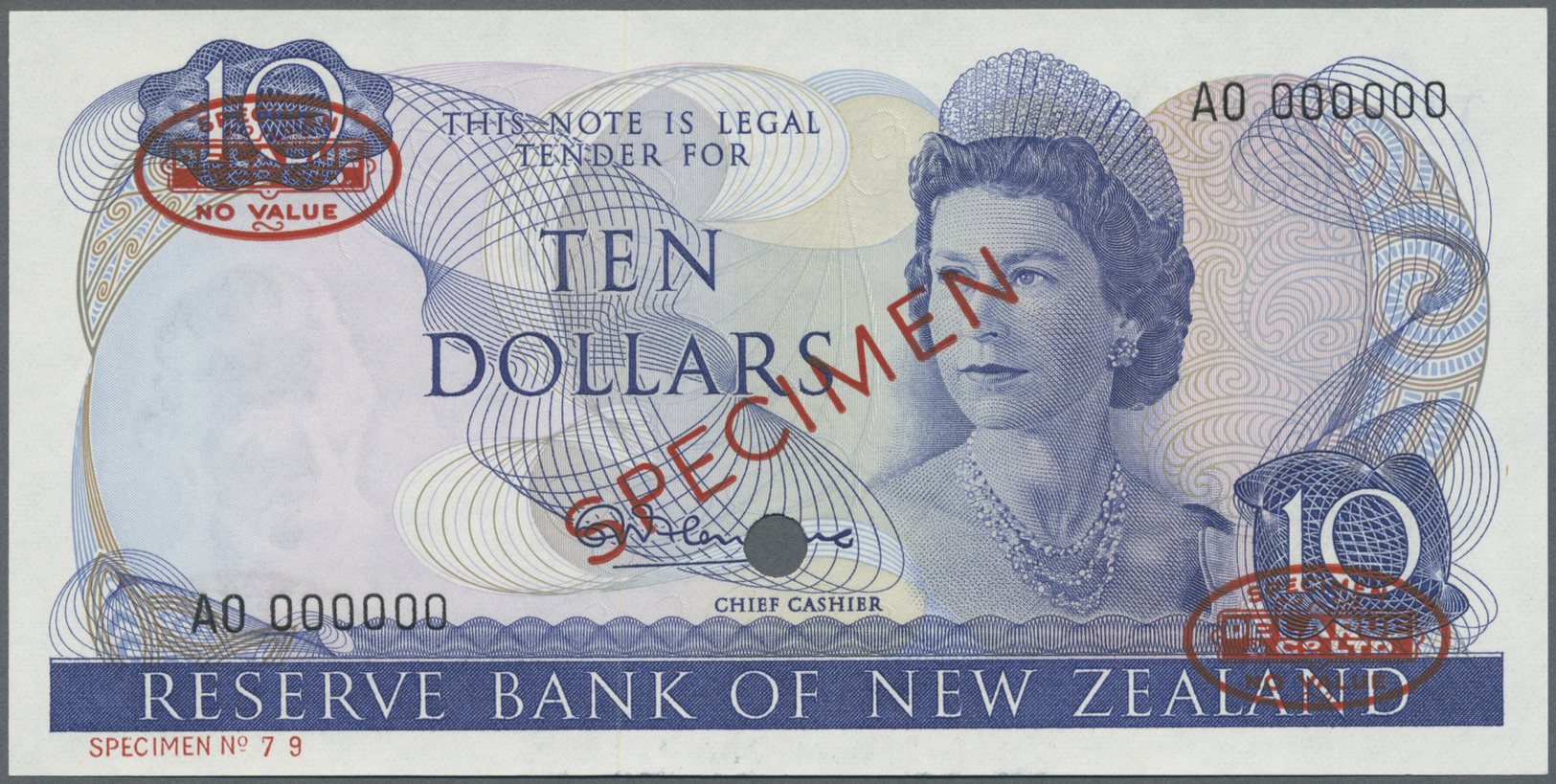 01842 New Zealand / Neuseeland: 10 Dollars ND Specimen P. 166as In Condition: UNC: - New Zealand