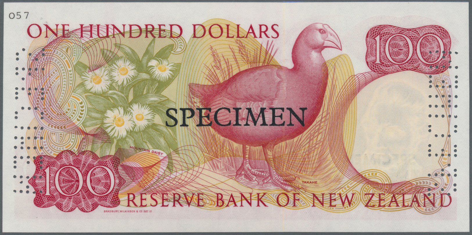 01844 New Zealand / Neuseeland: 100 Dollars ND(1981-89) SPECIMEN With Signature: Hardie, P.175s, Laminated Specimen In U - New Zealand