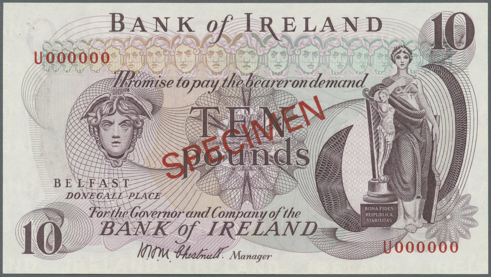 01873 Northern Ireland / Nordirland: 10 Pounds ND Specimen P. 63s In Condition: UNC. - Other & Unclassified