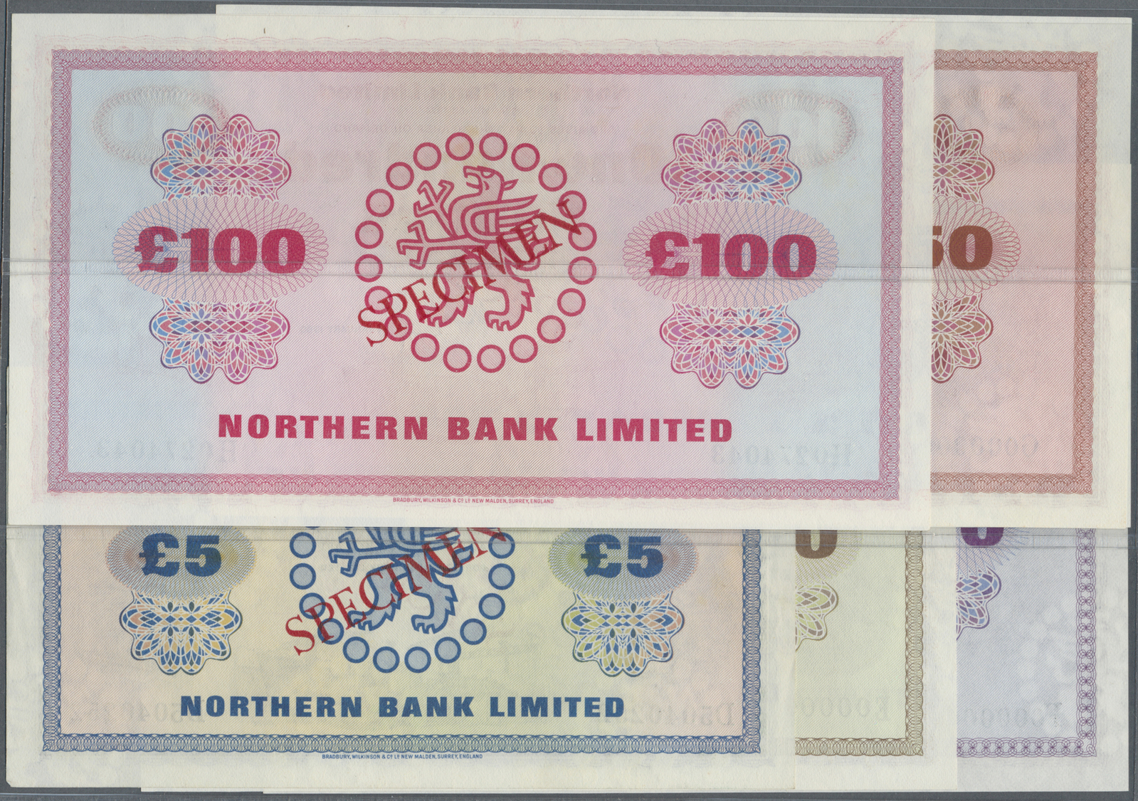 01891 Northern Ireland / Nordirland: Set Of 6 SPECIMEN Notes Northern Bank Limited Containing 1 Pound 1978 P. 187s, Regu - Other & Unclassified