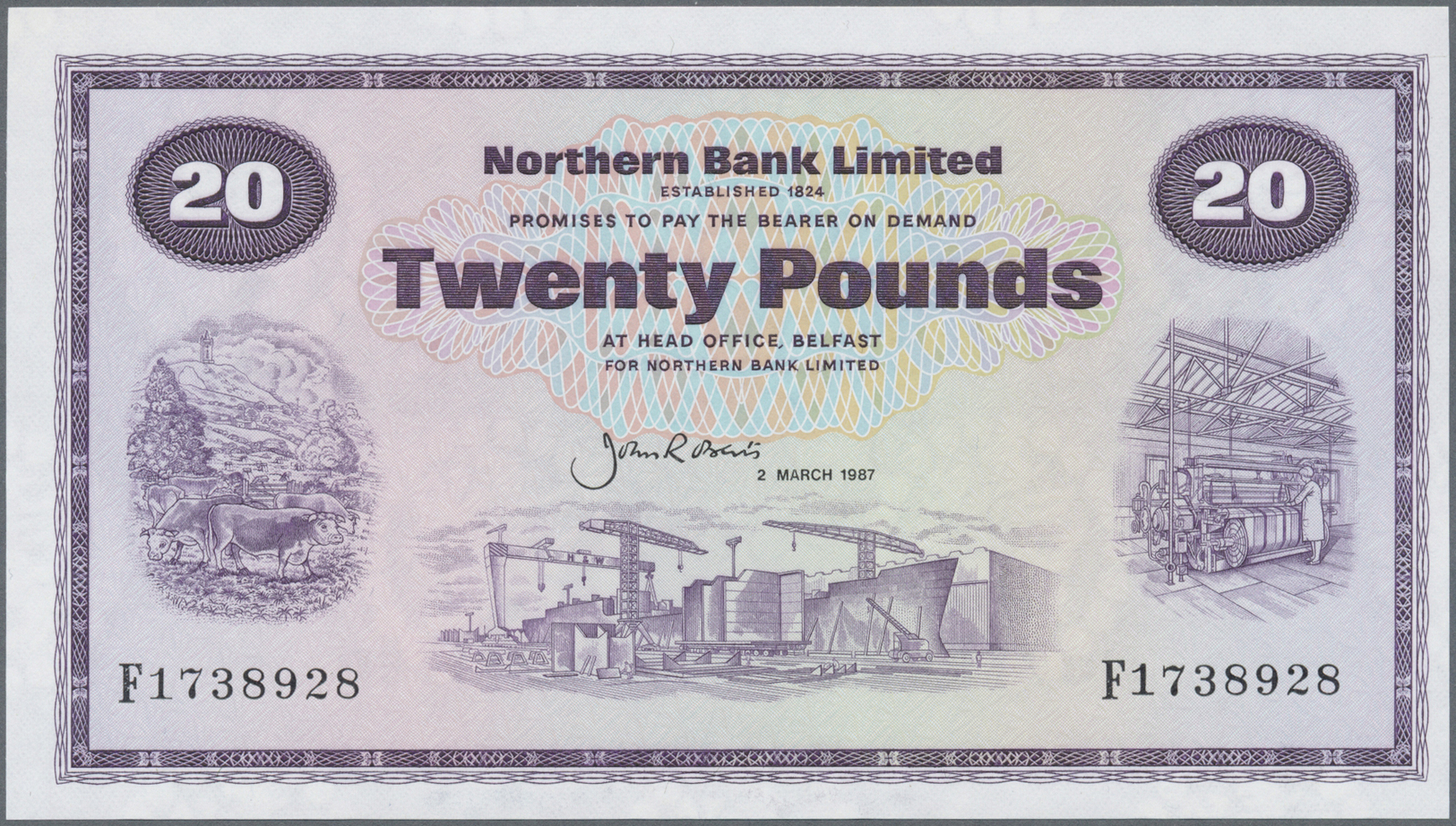 01893 Northern Ireland / Nordirland: 20 Pounds 1987 P. 190c In Condition: UNC. - Other & Unclassified