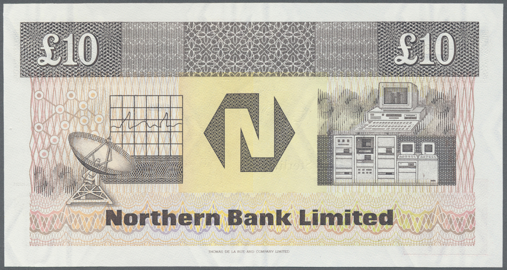 01894 Northern Ireland / Nordirland: 10 Pounds 1990, P.194 In Excellent Condition, Just A Very Soft Vertical Bend At Cen - Other & Unclassified