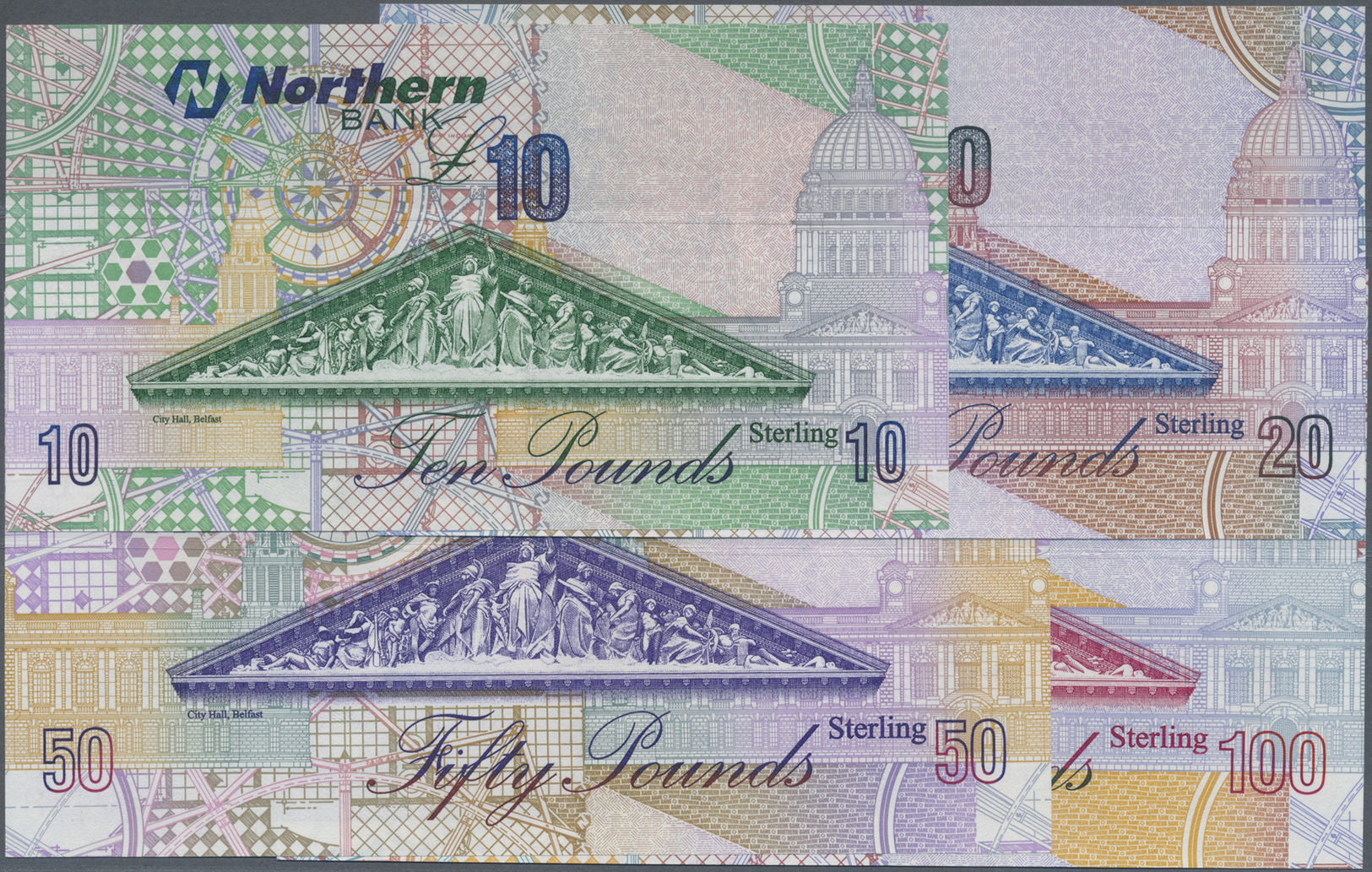 01899 Northern Ireland / Nordirland: Set Of 4 Notes Containing 10, 20, 50 And 100 Pounds 2005 P. 206-209, All In Conditi - Other & Unclassified