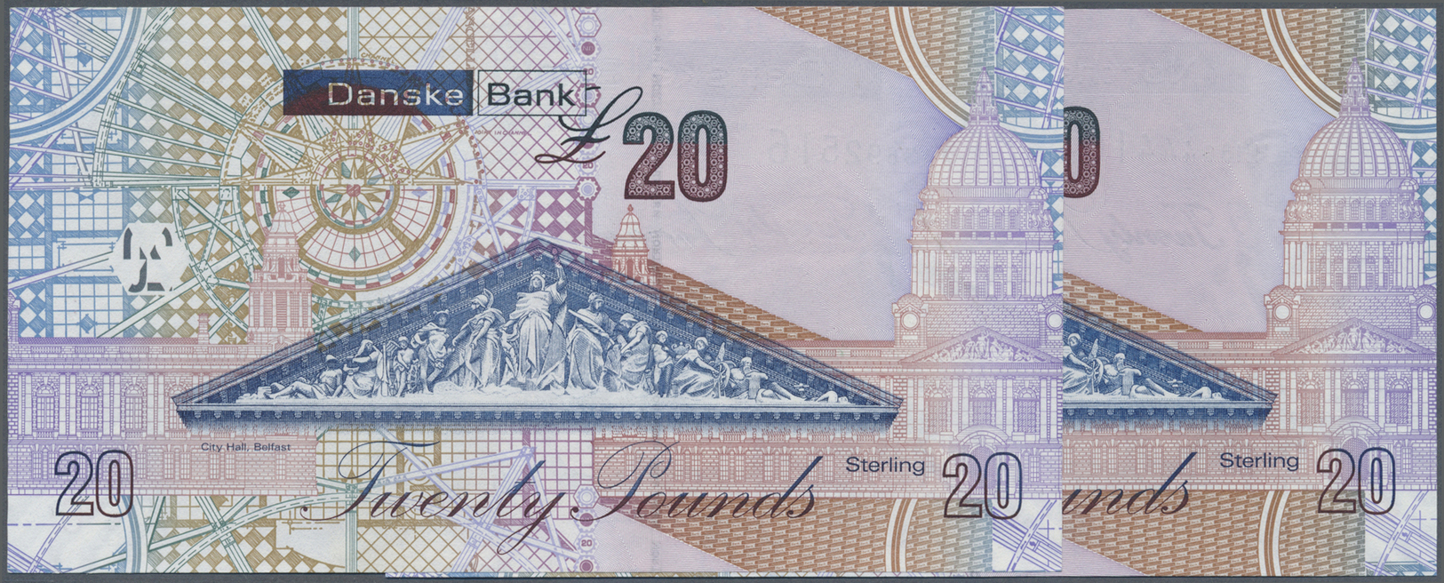 01900 Northern Ireland / Nordirland: Set Of 2 Notes Danske Bank 20 Pounds 2012 P. 213, In Condition XF And UNC. (2 Pcs) - Other & Unclassified