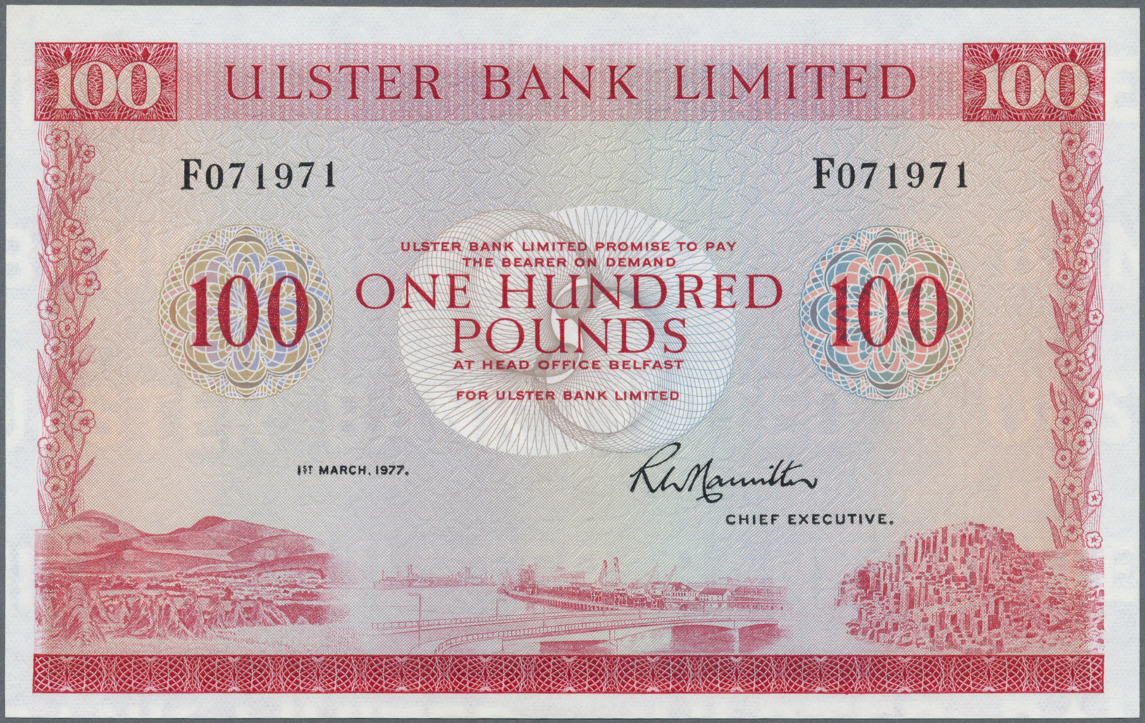 01906 Northern Ireland / Nordirland: Ulster Bank Limited 100 Pounds 1977 P. 330a In Condition: UNC. - Other & Unclassified