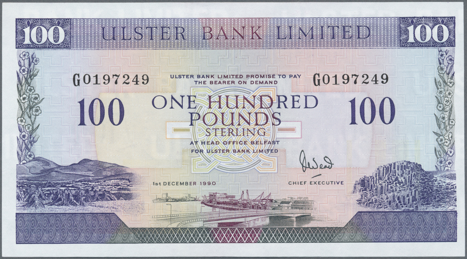 01907 Northern Ireland / Nordirland: Ulster Bank Limited 100 Pounds 1990 P. 334 In Condition: UNC. - Other & Unclassified