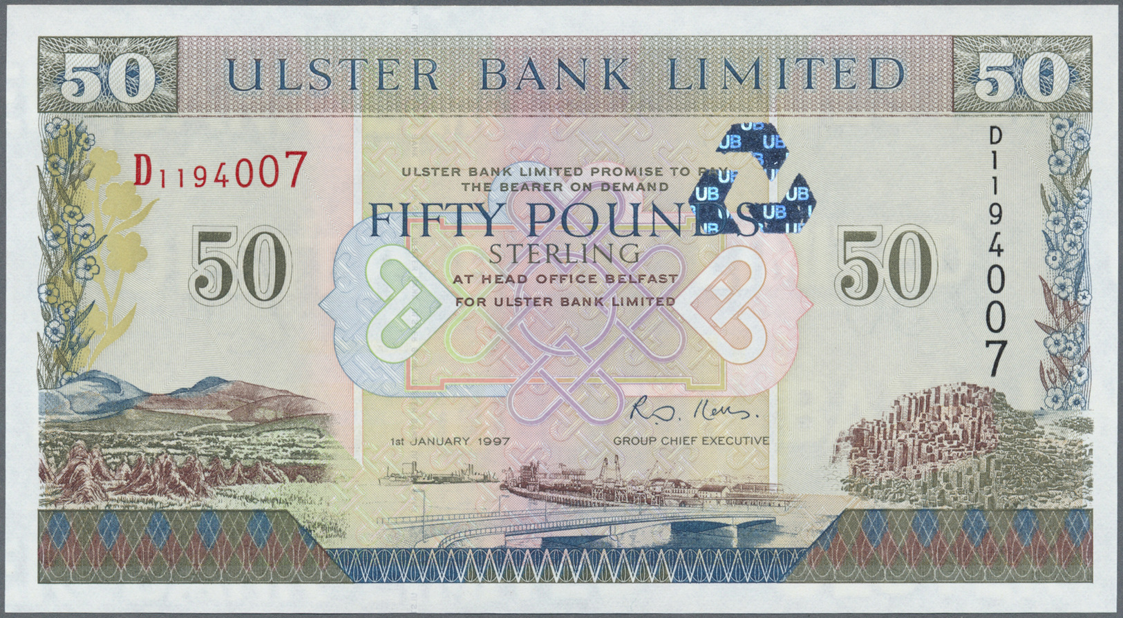 01910 Northern Ireland / Nordirland: Ulster Bank Limited 50 Pounds 1997 P. 338 In Condition: UNC. - Other & Unclassified