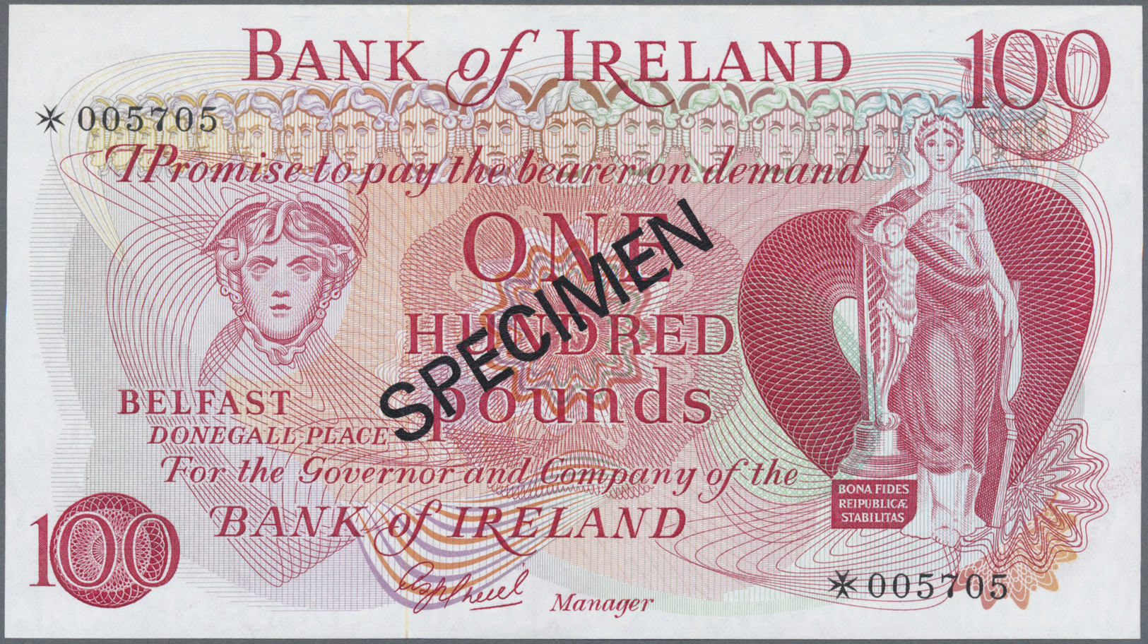 01912 Northern Ireland / Nordirland: 100 Pounds ND P. CS1, Collectors Series With Maltese Cross Prefix, SPECIMEN Overpri - Other & Unclassified