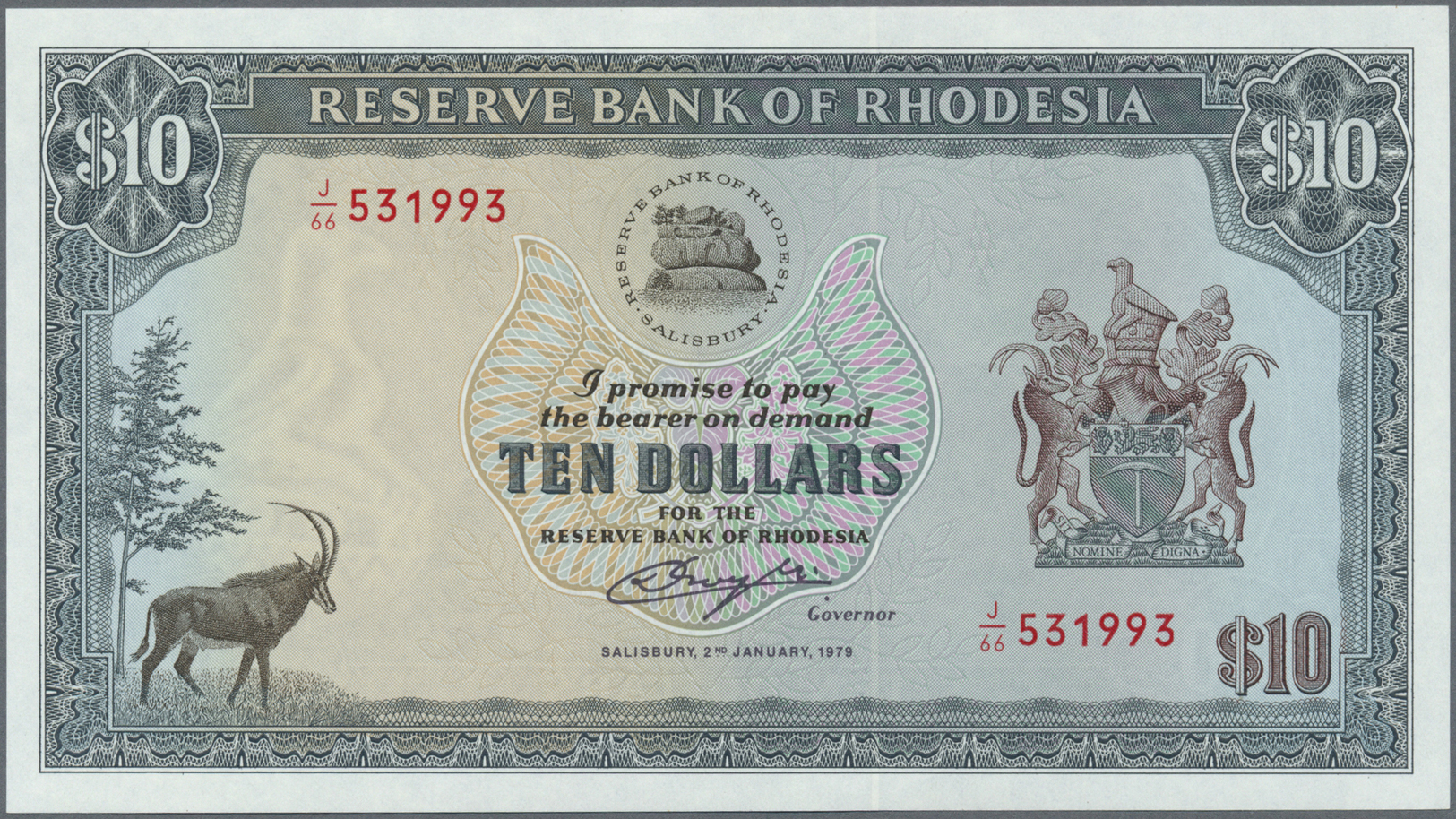 02036 Rhodesia / Rhodesien: Set Of 2 Notes Containing 5 Dollars 1976 P. 32b And 10 Dollars 1979 P. 41, Both In Condition - Rhodesia