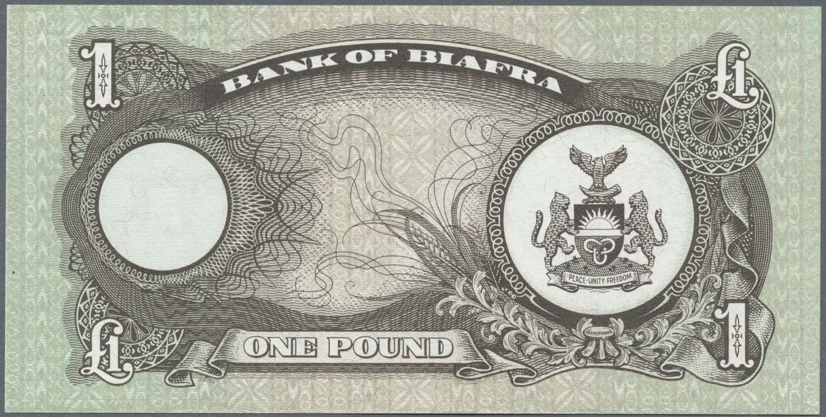 00319 Biafra: One Pound Der Bank Of Biafra Ca. 1968 Mit Vs. Abbildung Einer Palme Und Rs. Wappen, Bankfrisch - Unclassified