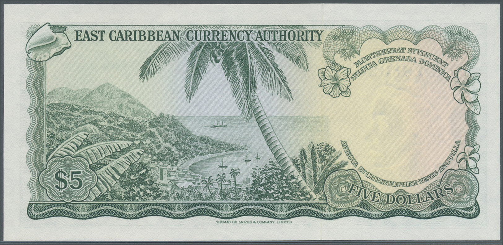 00671 East Caribbean States / Ostkaribische Staaten: 5 Dollars ND(1965) P. 14h, Light Handling In Paper, Condition: AUNC - East Carribeans