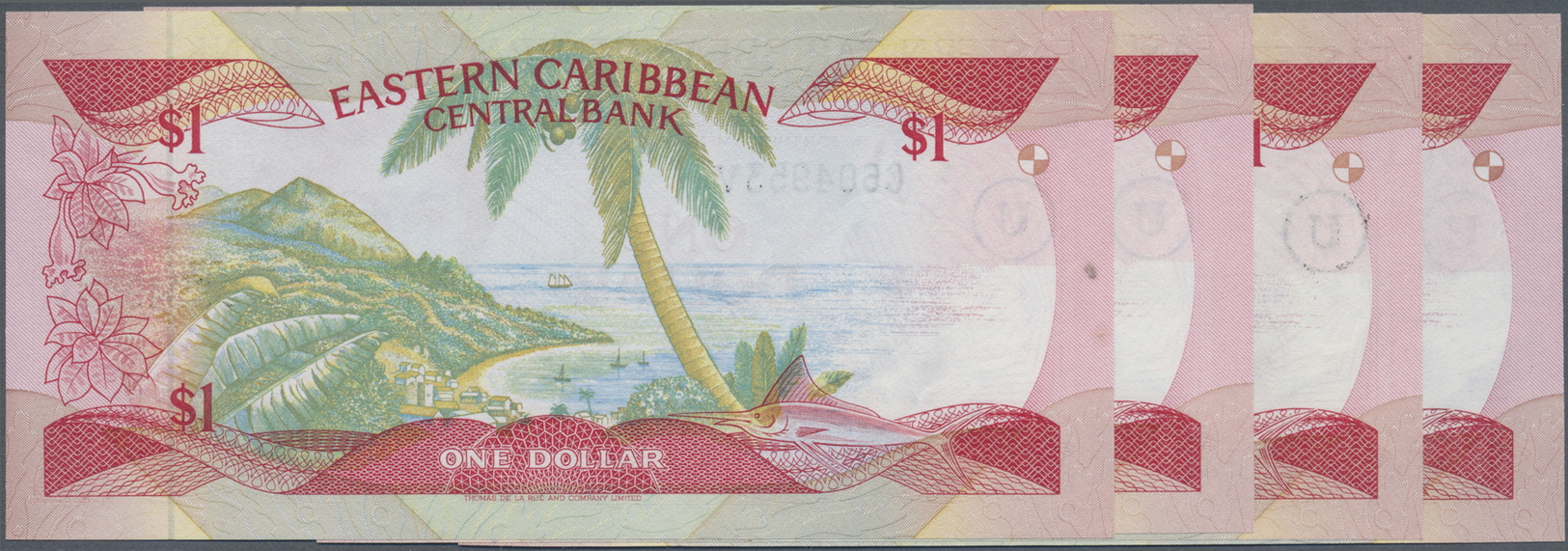 00039 Anguilla: Set Of 4 Notes East Caribbean States Letter U For "Anguilla" In Circle, 1 Dollar ND(1985-88), 2x UNC, 2x - Altri – America