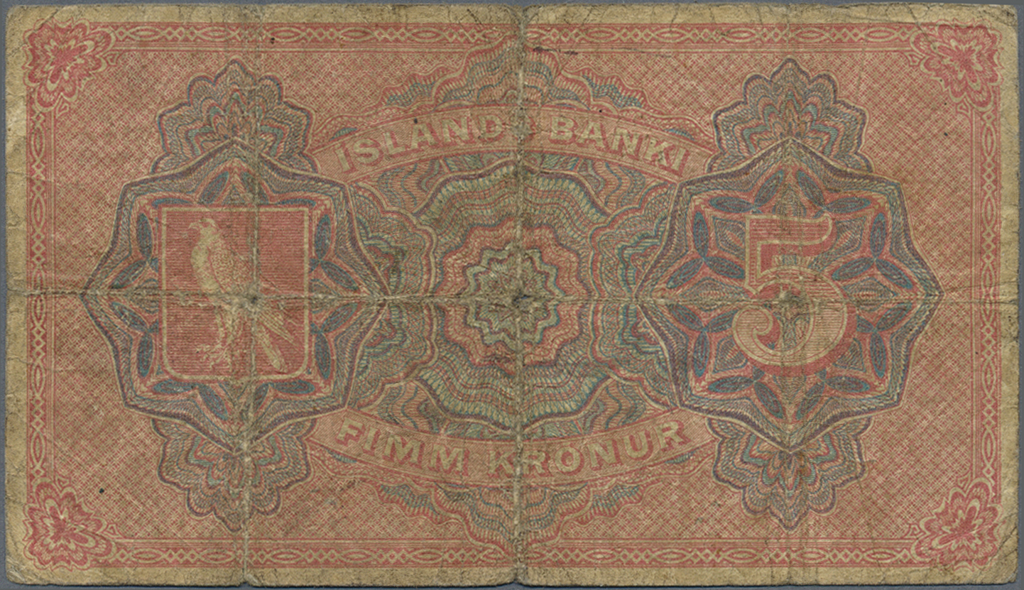 01022 Iceland / Island: Pair With 5 And 10 Kronur 1904, P.10 And 11. 5 Kronur In Well Worn Condition With Stained Paper, - Iceland