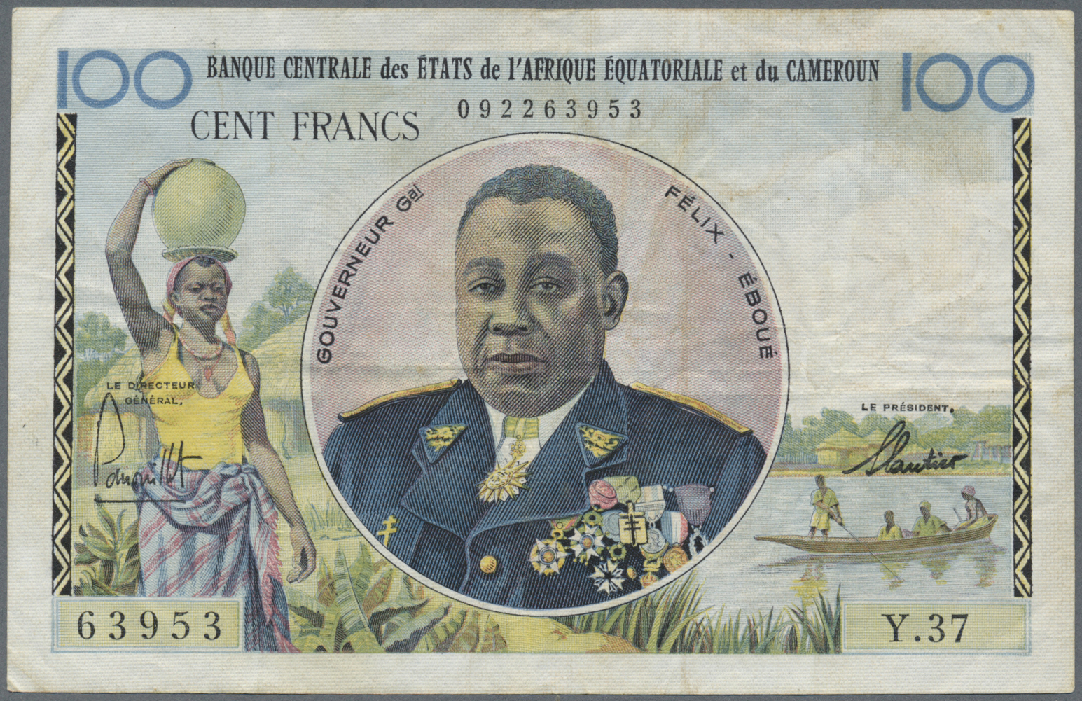 00831 French Equatorial Africa / Französisch-Äquatorialafrika: 100 Francs ND(1957), P.32 With Portrait Of Governor-Gener - Equatorial Guinea