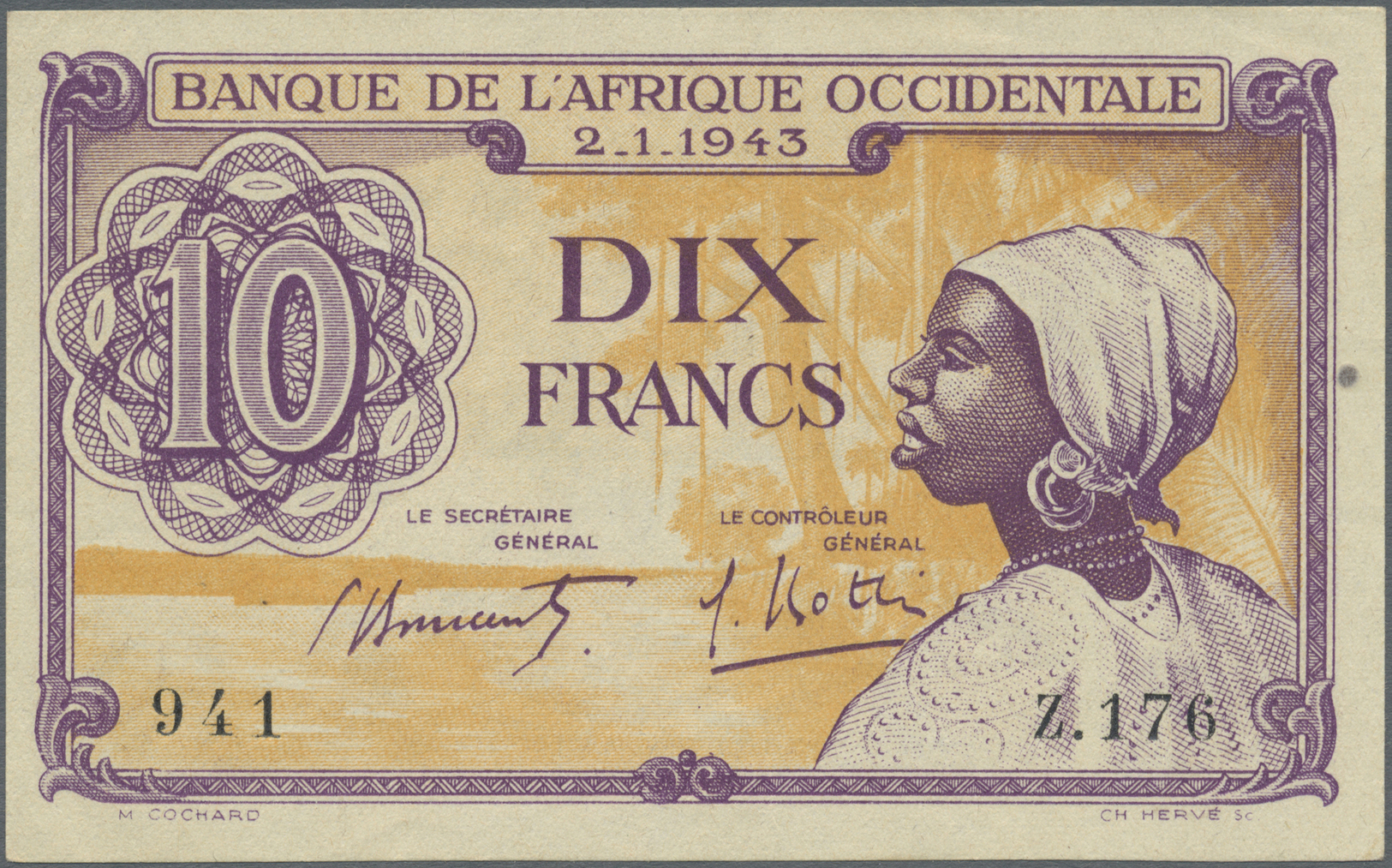 00868 French West Africa / Französisch Westafrika: 10 Francs 1943 P. 29, In Condition XF+ To AUNC. - West African States