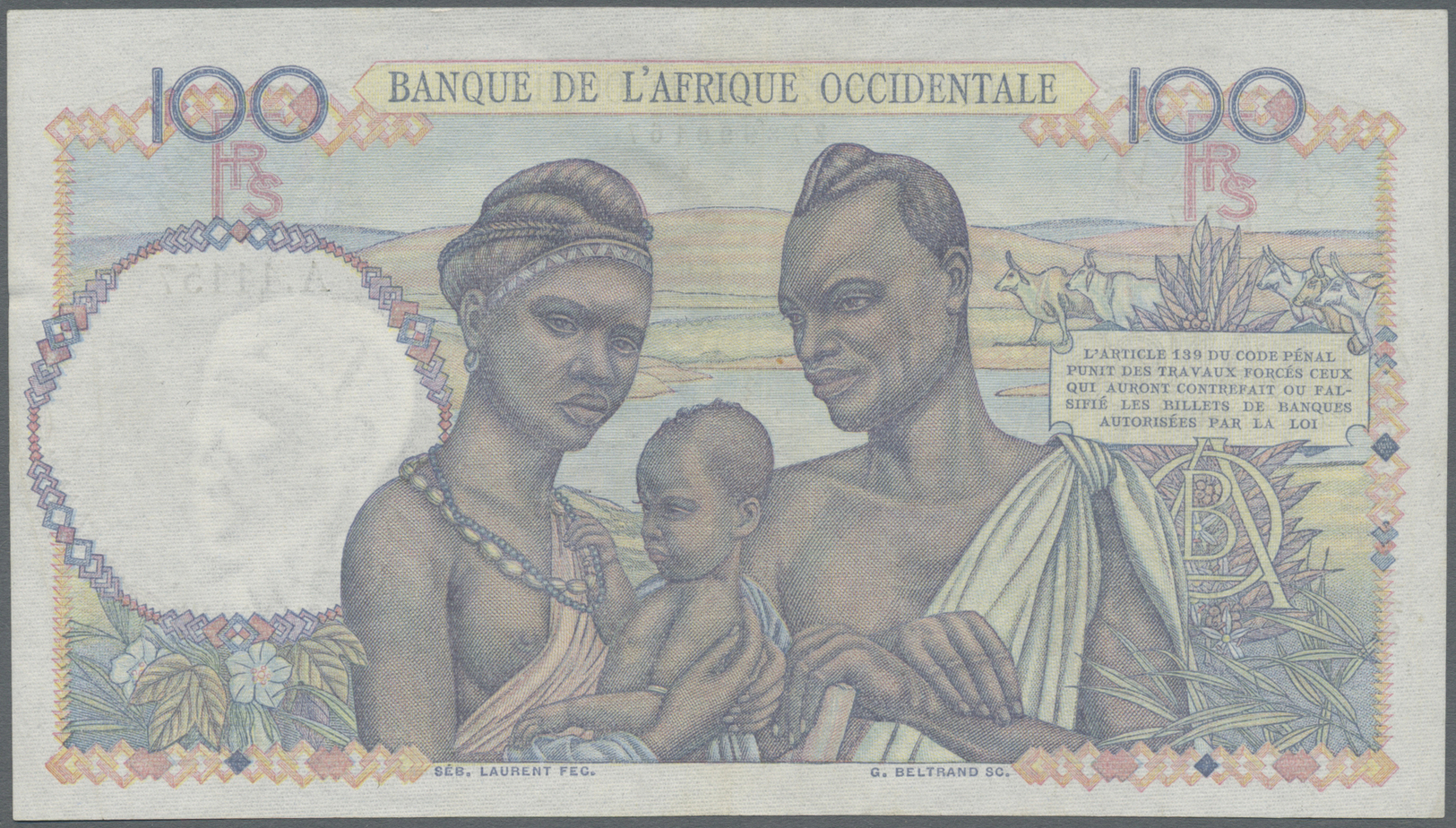 00869 French West Africa / Französisch Westafrika: 100 Francs 1951 P. 40, Only Very Light Center Folds, No Holes Or Tear - West African States