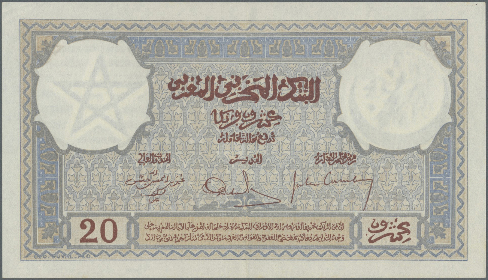 01740 Morocco / Marokko: 20 Francs 1931 P. 18a In Great Condition With Only A Light Center Fold, Light Handling In Paper - Morocco