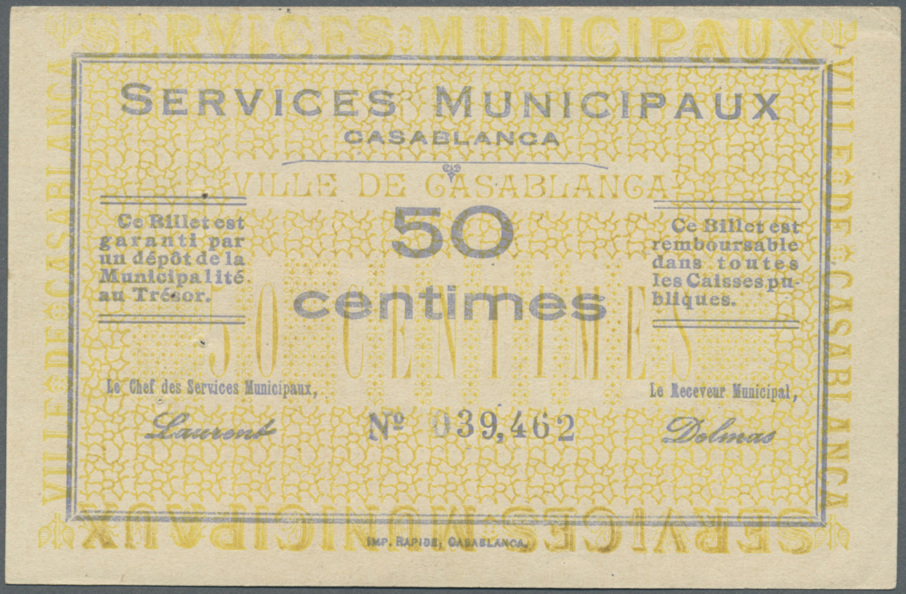 01761 Morocco / Marokko: Casablanca 50 Centimes ND P. NL In Condition: AUNC. - Morocco