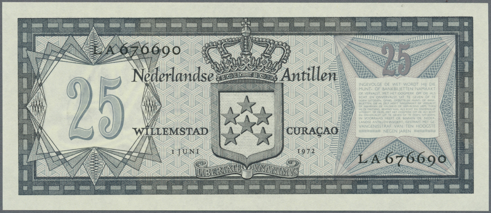 01784 Netherlands Antilles / Niederländische Antillen: 25 Gulden 1972 P. 10b In Condition: UNC. - Netherlands Antilles (...-1986)