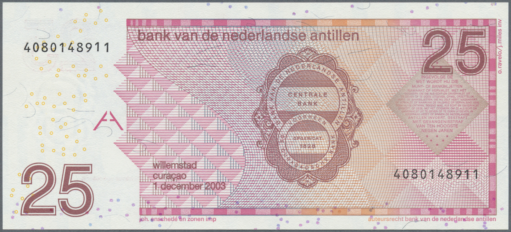 01788 Netherlands Antilles / Niederländische Antillen: Set Of 2 Notes Containing 25 And 100 Gulden 2003 & 2006 P. 29b, 3 - Netherlands Antilles (...-1986)