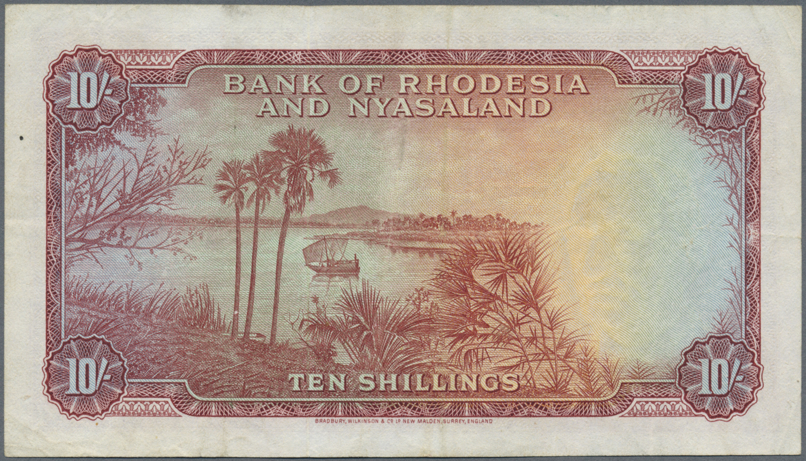 02030 Rhodesia & Nyasaland: 10 Shillings 1961 P. 20b, Used With  Folds, No Holes Or Tears, Still Strongness In Paper And - Rhodesia