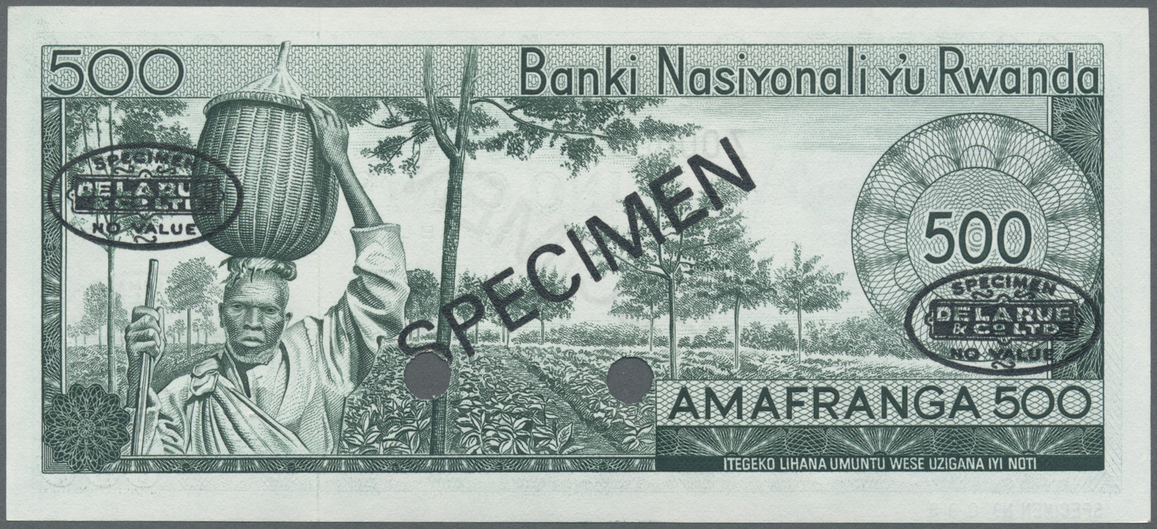 02825 Rwanda / Ruanda: 500 Francs 1974 Specimen P. 11s In Condition: UNC. - Rwanda