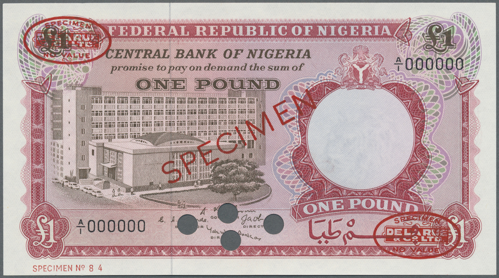 01869 Nigeria: 1 Pound 1967 Specimen P. 8s In Condition: UNC. - Nigeria