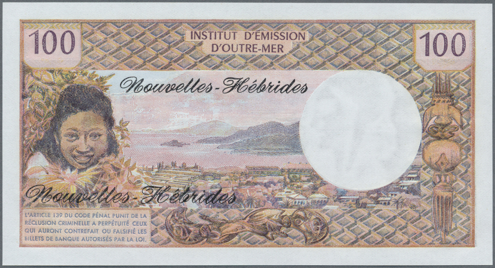 01831 New Hebrides / Neue Hebriden: Set Of 2 Notes Containing 100 And 500 Francs ND P. 18d, 19b, The First In UNC, The S - New Hebrides