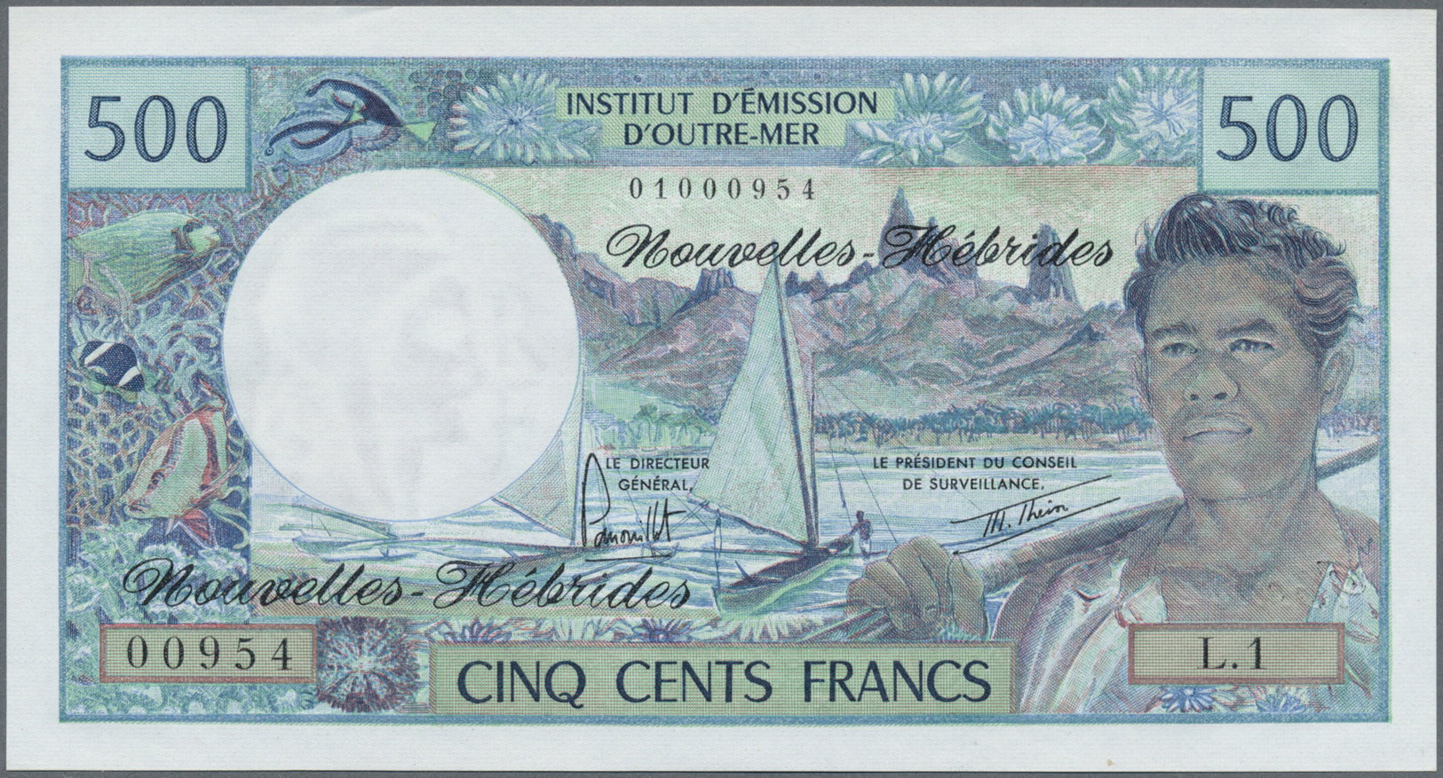 01831 New Hebrides / Neue Hebriden: Set Of 2 Notes Containing 100 And 500 Francs ND P. 18d, 19b, The First In UNC, The S - New Hebrides