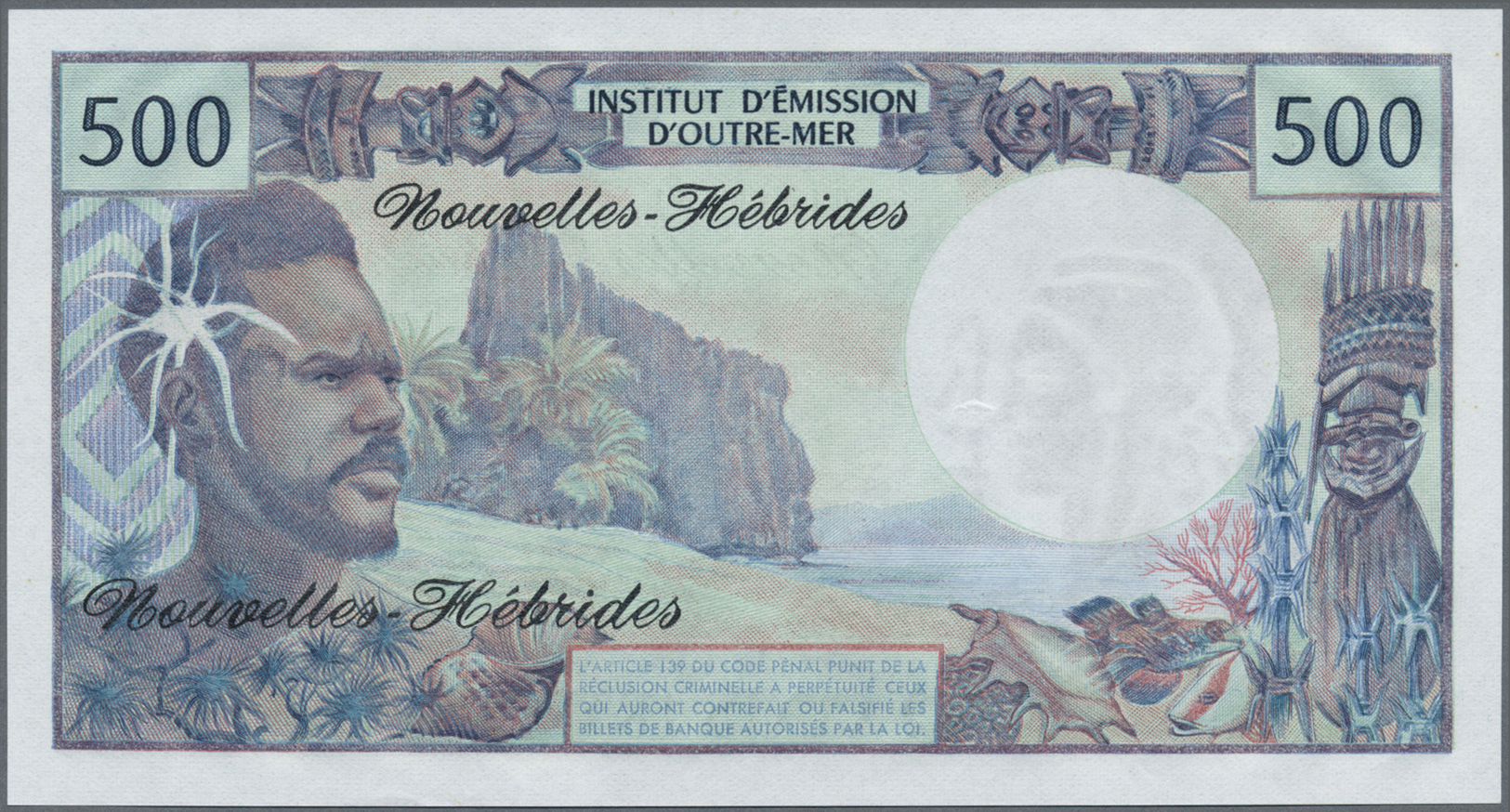 01832 New Hebrides / Neue Hebriden: 500 Francs ND P. 19b In Condition: UNC. - New Hebrides