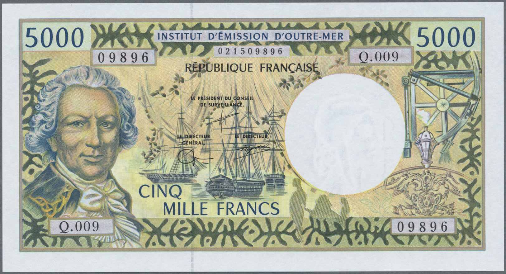 00858 French Pacific Territories / Franz. Geb. Im Pazifik: 5000 Francs ND P. 3 Sign. 5 In Condition: UNC. - French Pacific Territories (1992-...)