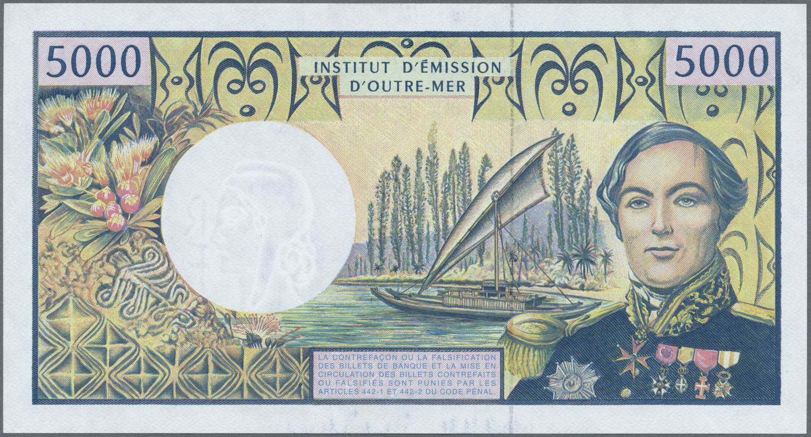 00859 French Pacific Territories / Franz. Geb. Im Pazifik: 5000 Francs ND P. 3 In Condition: UNC. - French Pacific Territories (1992-...)