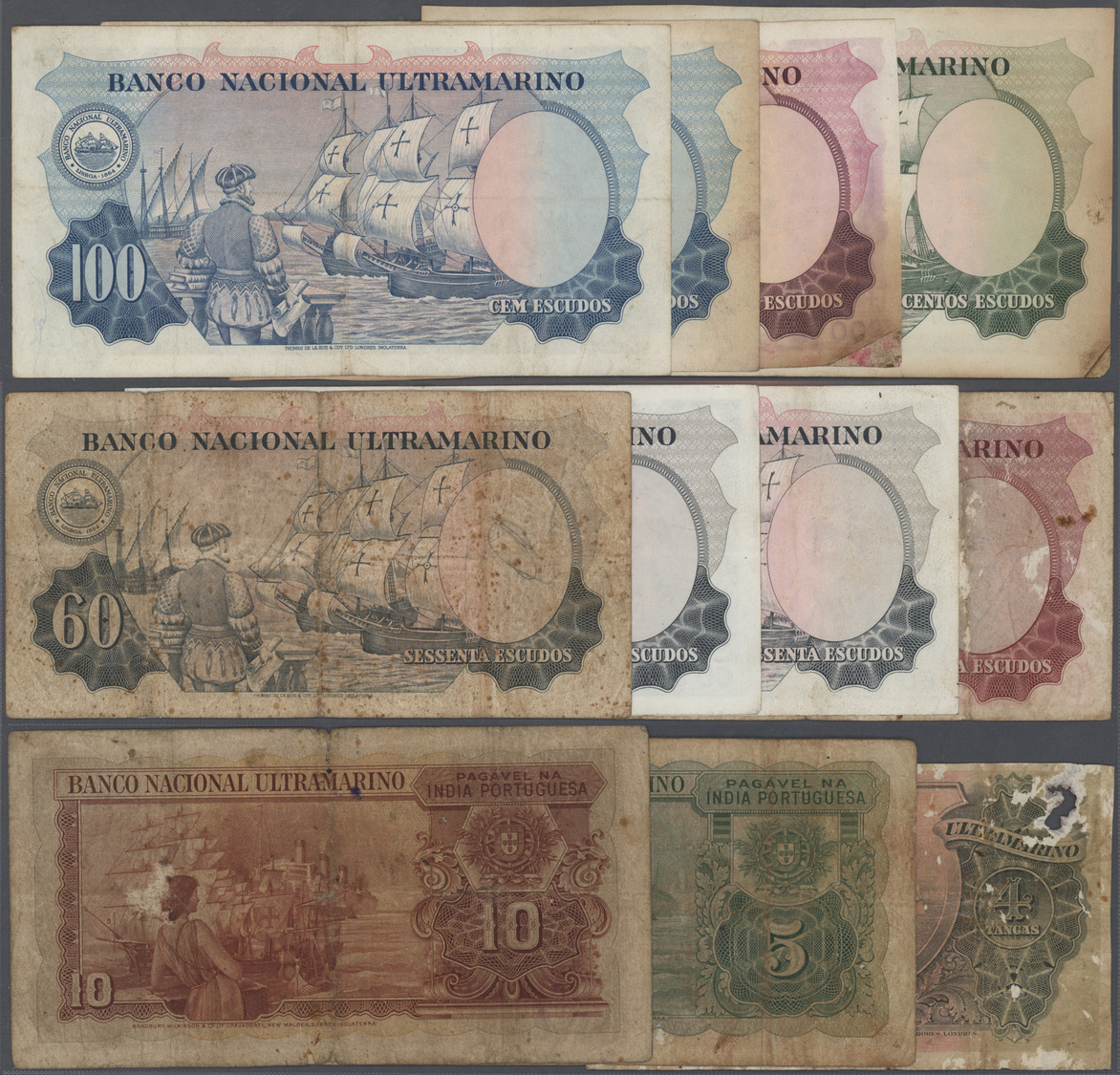 02020 Portuguese India / Portugiesisch Indien: Very Exceptional Set With 11 Banknotes Starting With The 4 Tangas 1917, 5 - India