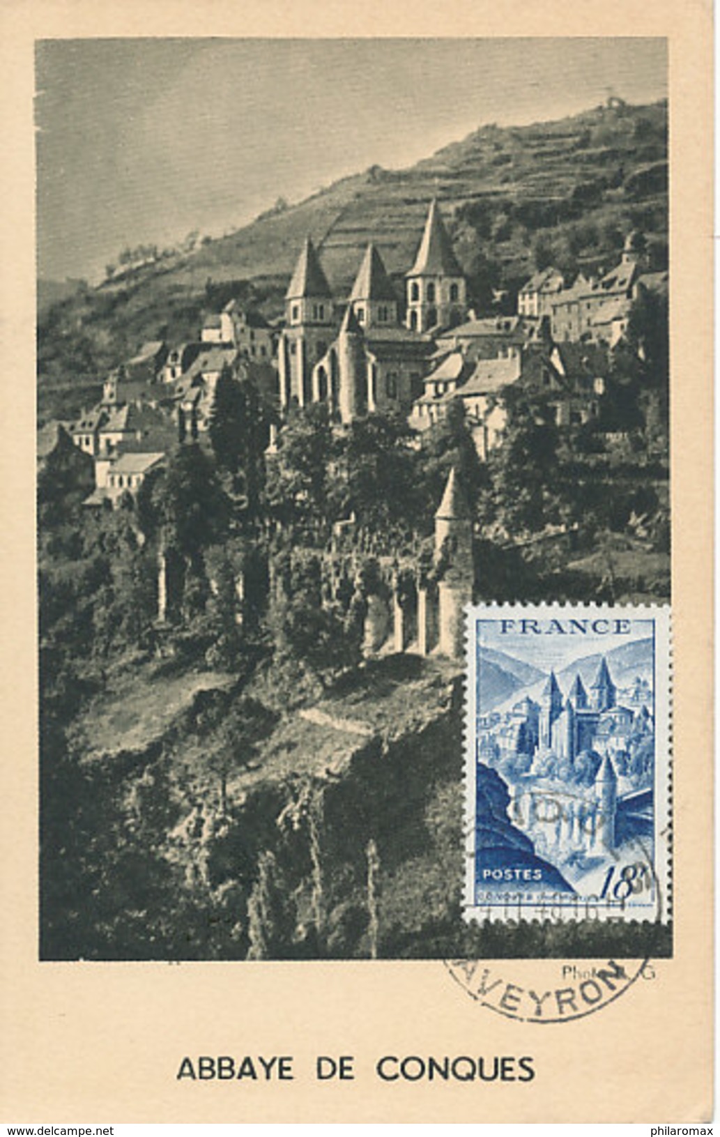 D31533 CARTE MAXIMUM CARD 1948 FRANCE - ABBEY OF CONQUES CP ORIGINAL - Abbayes & Monastères