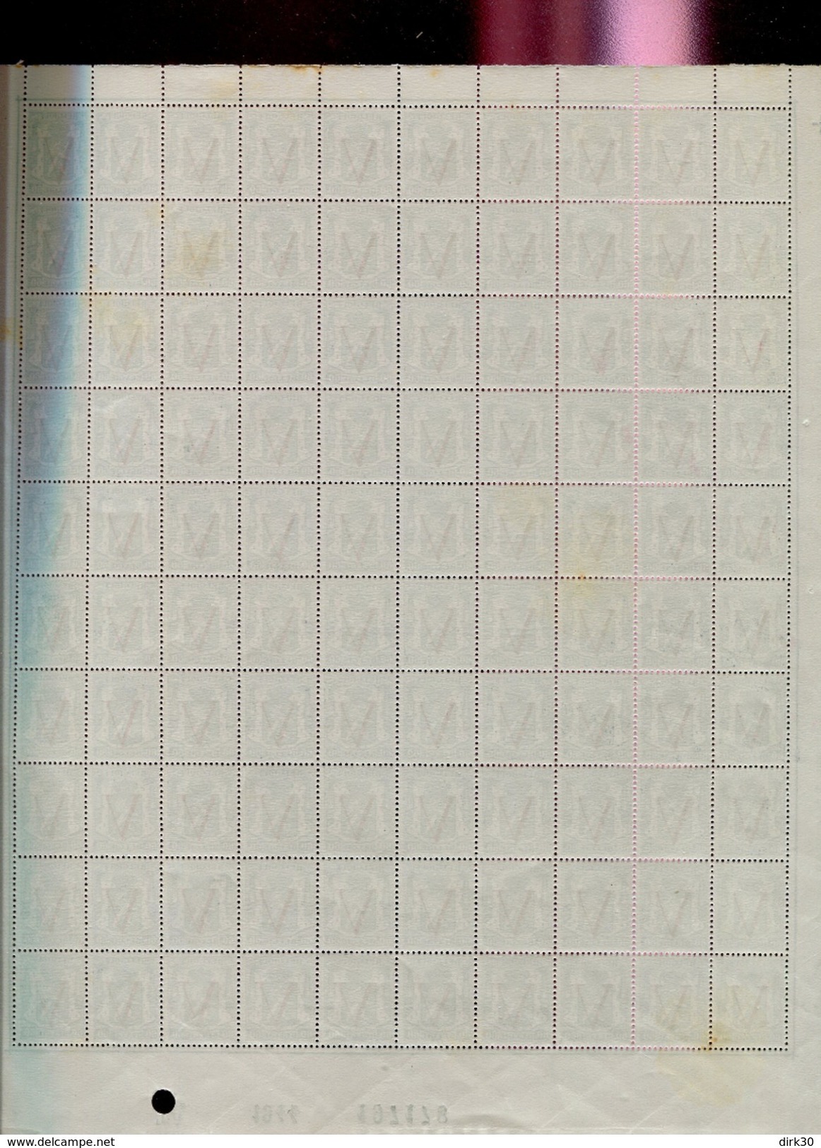 Belgie 1944 670/73 Liberation Heraldieke Leeuw Full sheet of 100 OCB++60&euro; + Luppi(roestvlekjes zie scans)