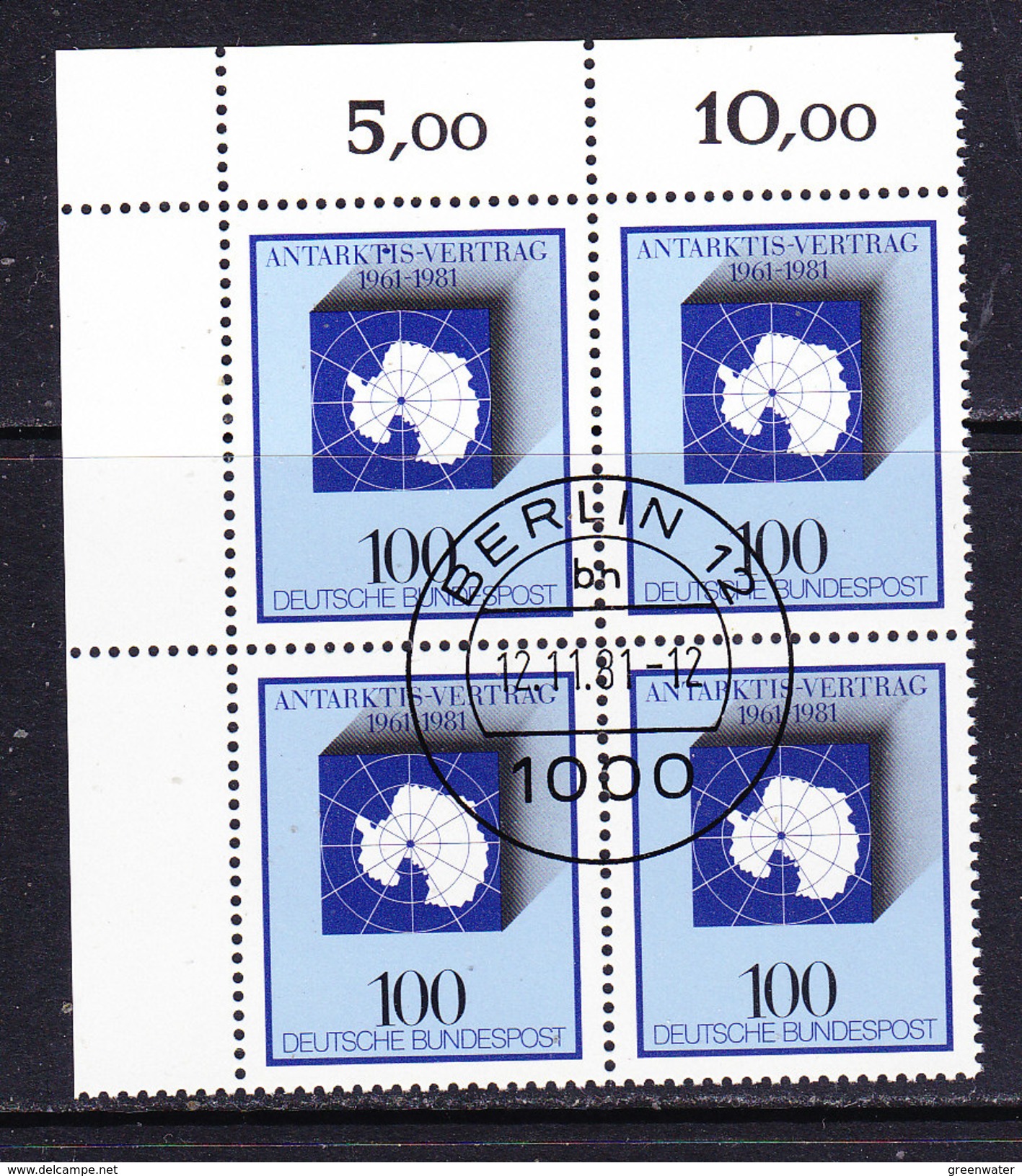 Germany 1981 Antarctic Treaty 1v Bl Of 4 Used (corner)  (ANT109) - Andere & Zonder Classificatie