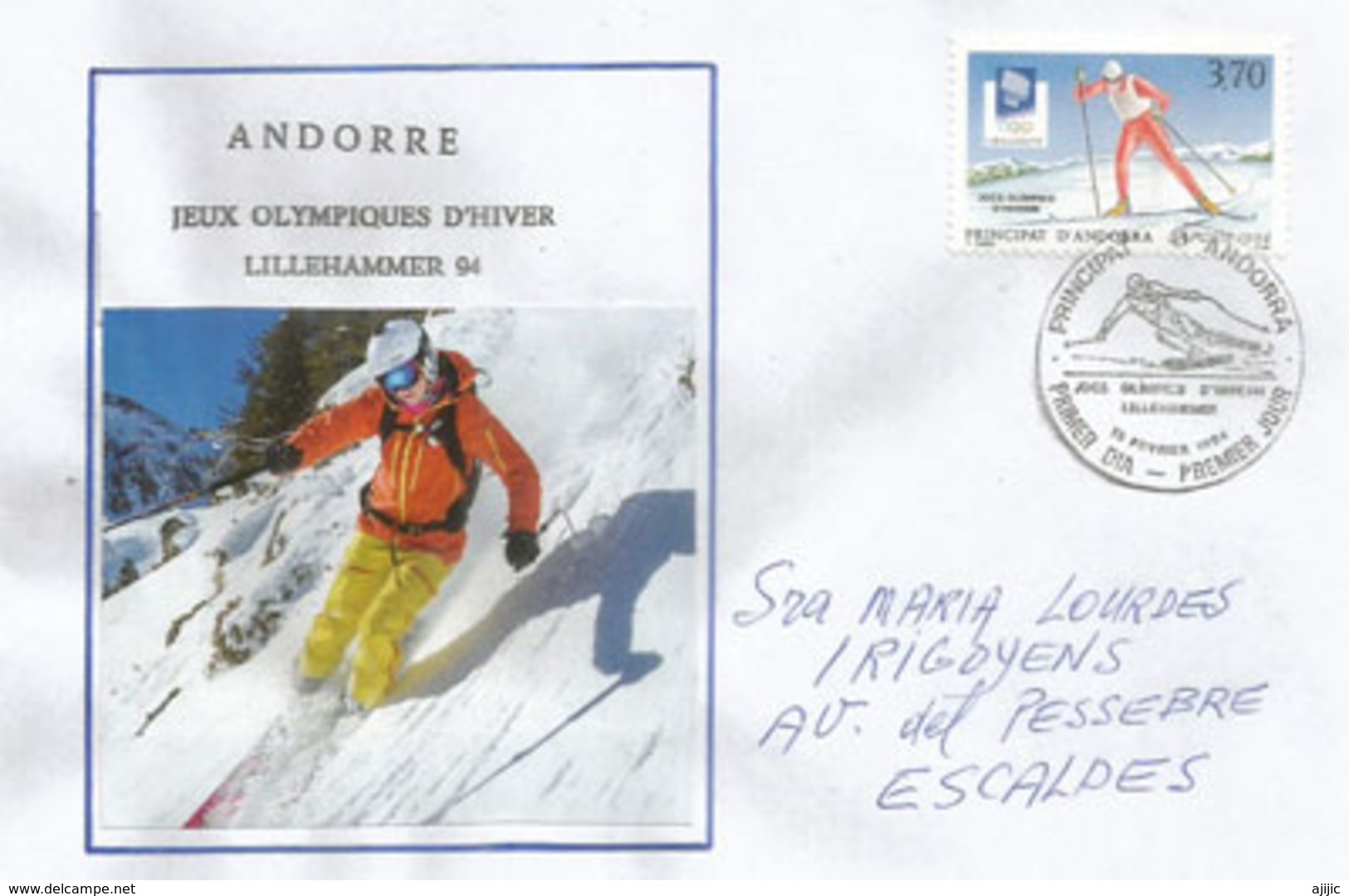 ANDORRA.Jeux Olympiques D'Hiver Lillehammer.  Lettre FDC  1994 - Winter 1994: Lillehammer