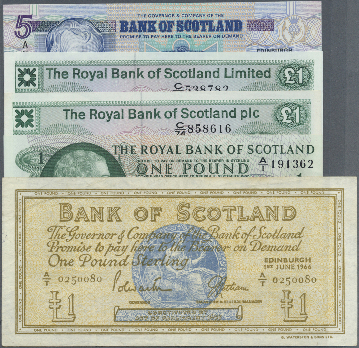 02879 Scotland / Schottland: Set Of 12 Mostly Different Notes Containing Bank Of Scotland 1 Pound 1966 (VF-) And 1962 (X - Autres & Non Classés